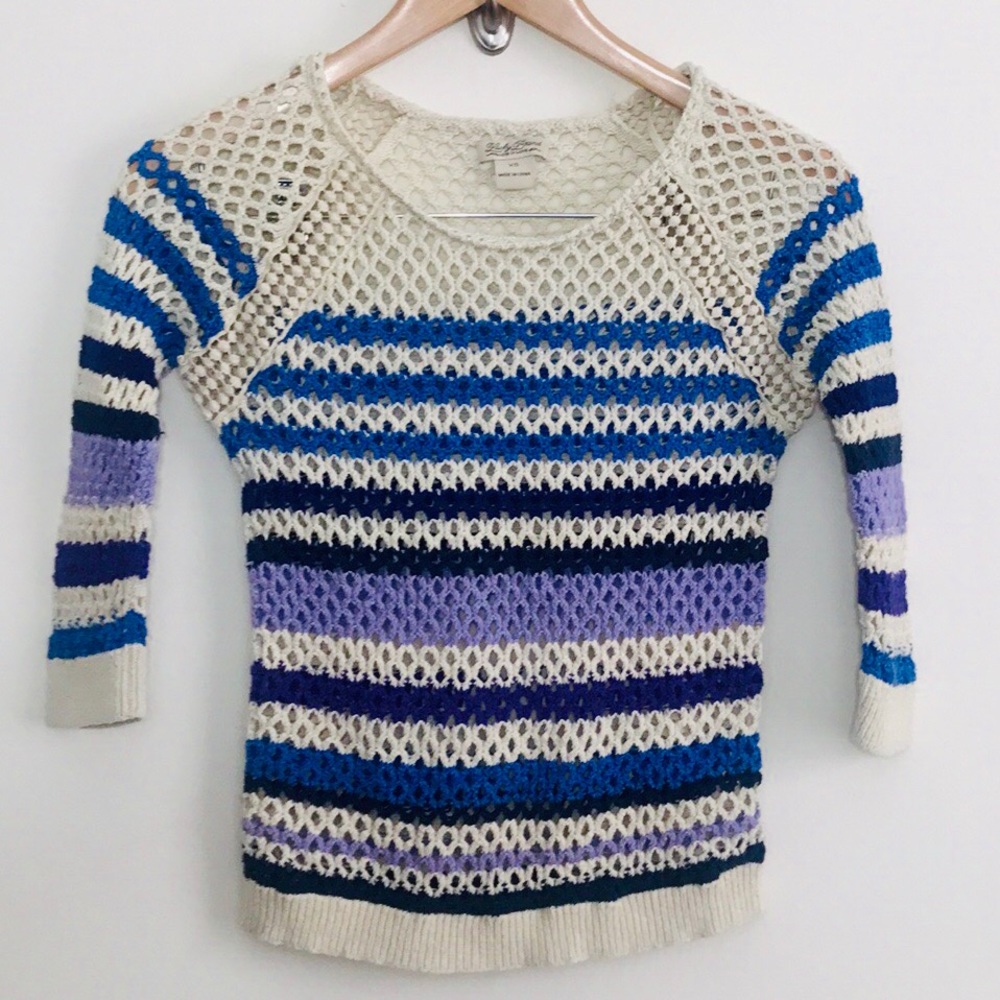 |Lucky Brand| Crotchet Striped Blue Purple Sweater